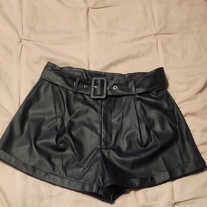 Black Women's Leather Shorts